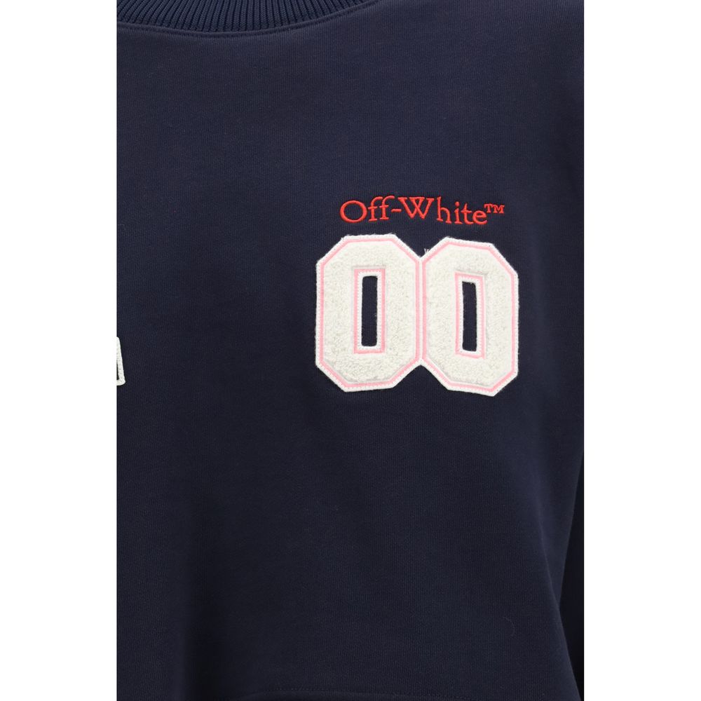 Off-White Blue Cotton Sweatshirt - Royal Patch Cropped Sweatshirt