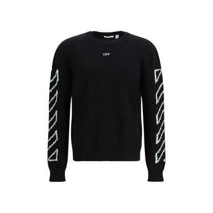 Off-White Black Cotton Sweatshirt - Diagonal Arrow Fuzzy Sweater