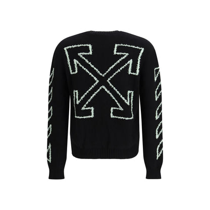 Off-White Black Cotton Sweatshirt - Diagonal Arrow Fuzzy Sweater