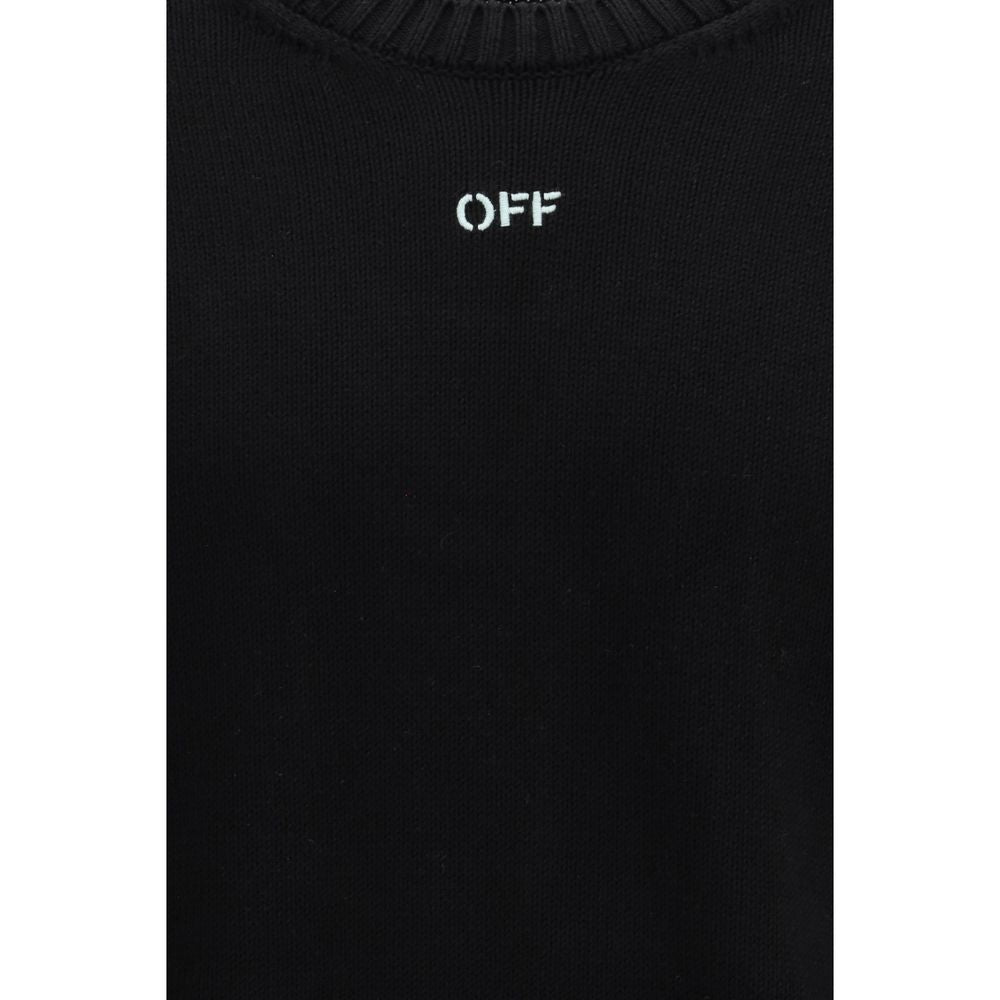 Off-White Black Cotton Sweatshirt - Diagonal Arrow Fuzzy Sweater