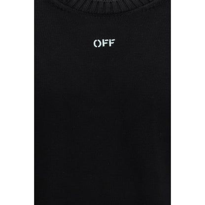 Off-White Black Cotton Sweatshirt - Diagonal Arrow Fuzzy Sweater