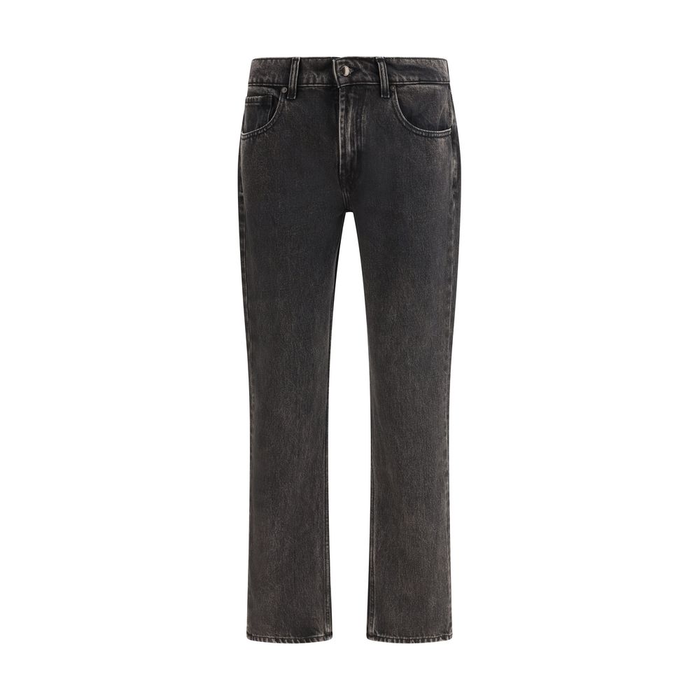 7FOR Black Cotton Straight-Leg Jeans - Modern Elegance for Every Occasion