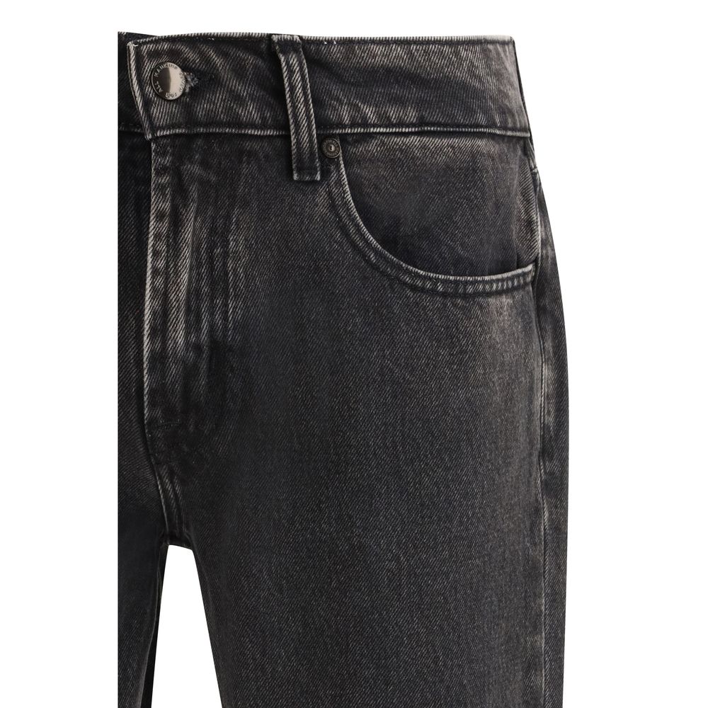 7FOR Black Cotton Straight-Leg Jeans - Modern Elegance for Every Occasion