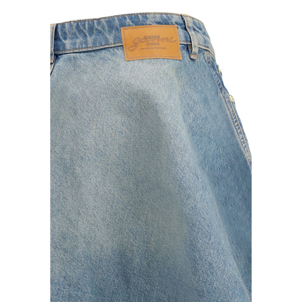 Ganni Blue Denim Miniskirt