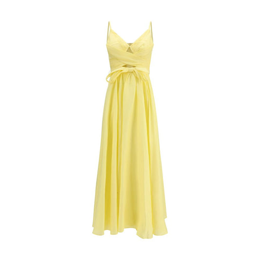Zimmermann Yellow Awaken Gathered Linen Midi Dress