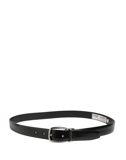 Dolce & Gabbana Men Black Classic Leather Metal Buckle Belt
