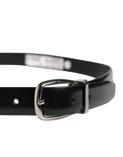 Dolce & Gabbana Men Black Classic Leather Metal Buckle Belt