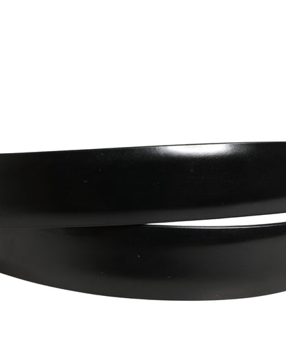 Dolce & Gabbana Men Black Classic Leather Metal Buckle Belt