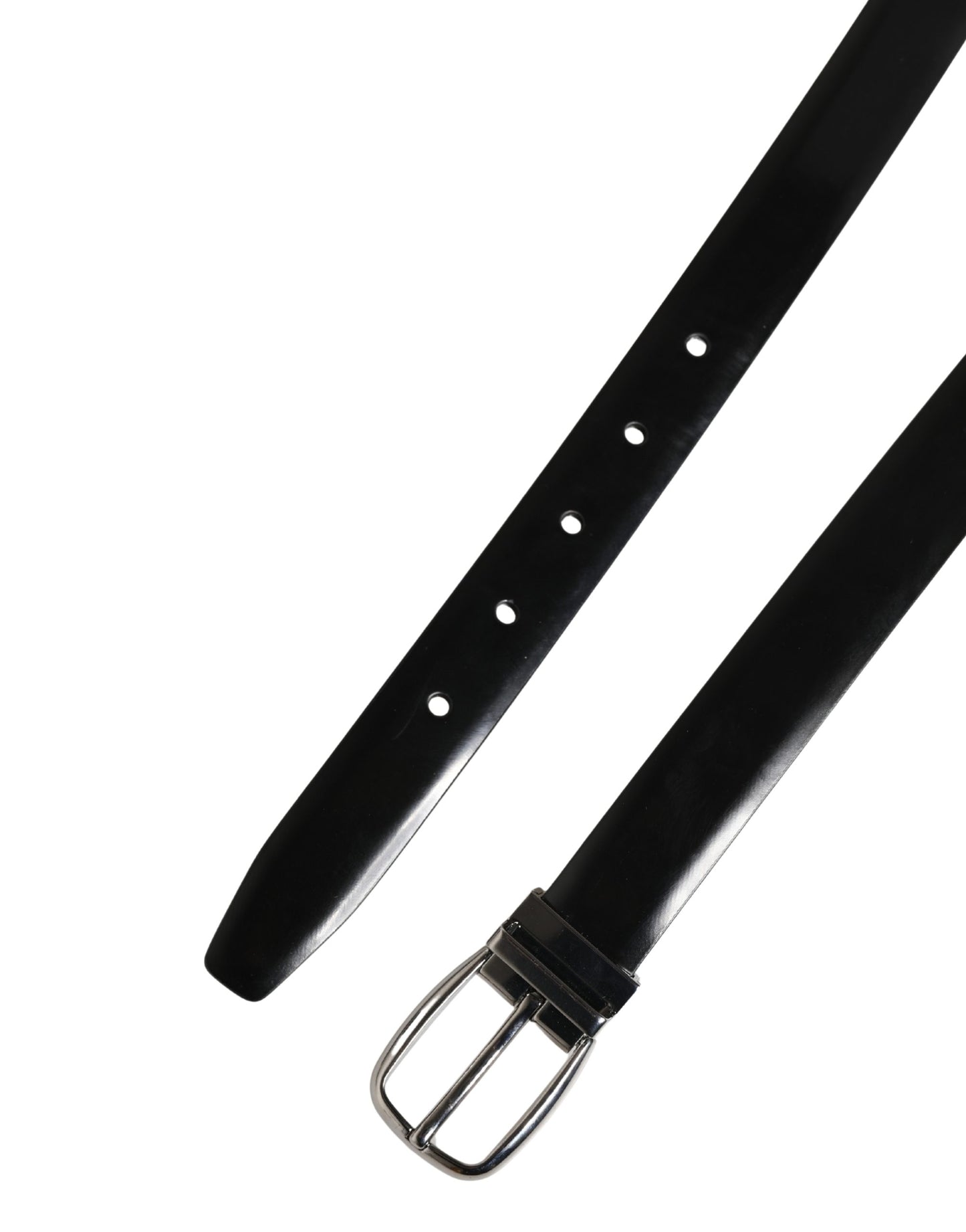Dolce & Gabbana Men Black Classic Leather Metal Buckle Belt