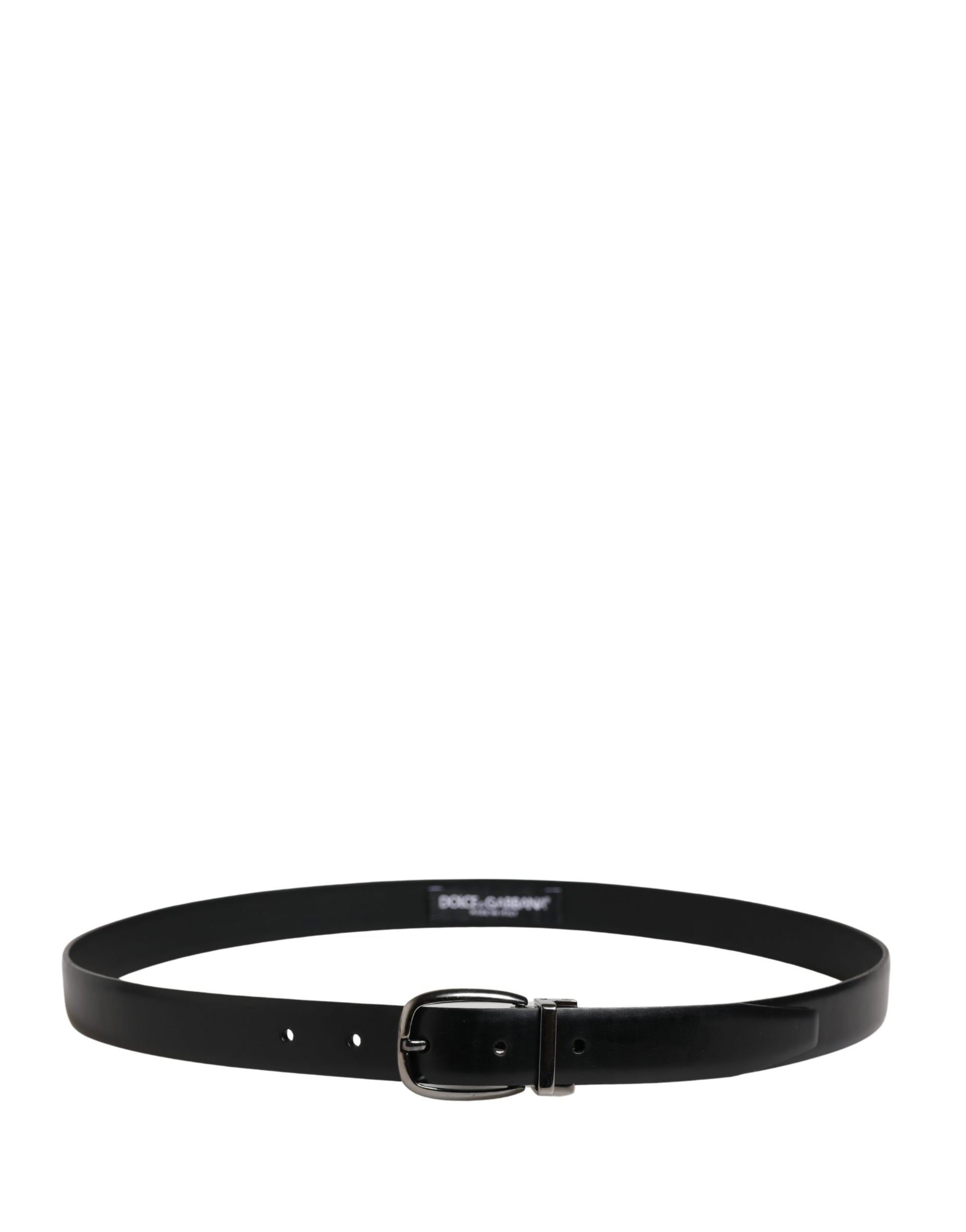 Dolce & Gabbana Men Black Classic Leather Metal Buckle Belt