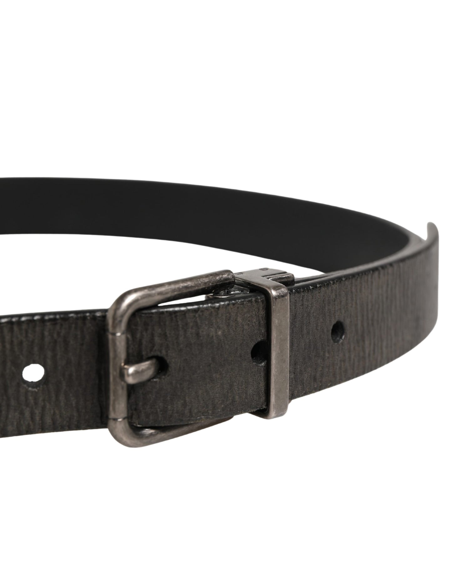 Dolce & Gabbana Men Black Classic Leather Metal Buckle Belt