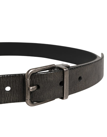 Dolce & Gabbana Men Black Classic Leather Metal Buckle Belt