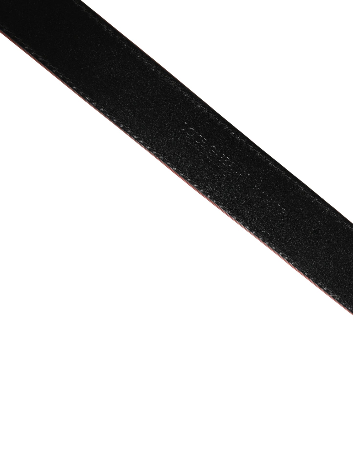 Dolce & Gabbana Men Beige & Red Woven Leather Metal Buckle Belt