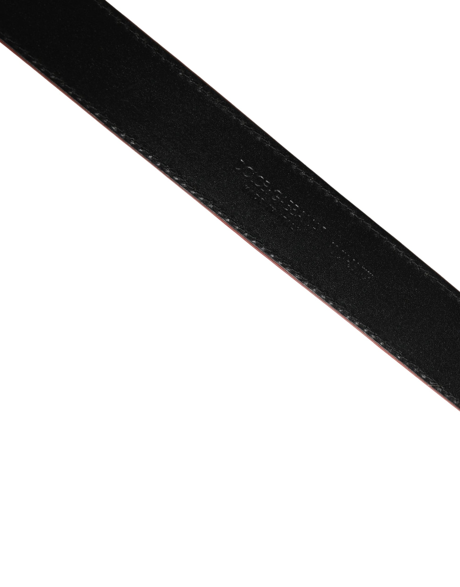 Dolce & Gabbana Men Beige & Red Woven Leather Metal Buckle Belt