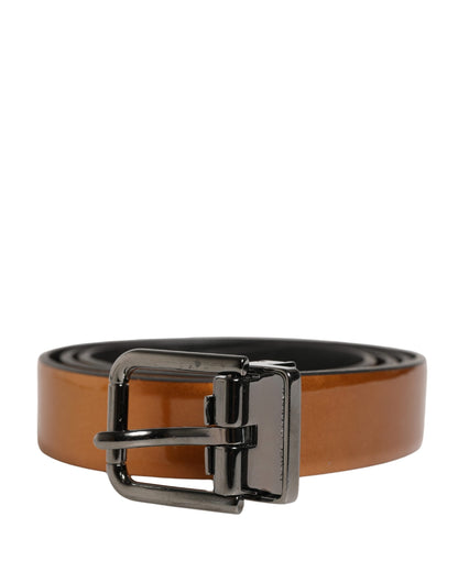 Dolce & Gabbana Brown Classic Leather Metal Buckle Belt