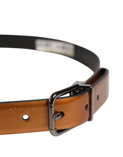 Dolce & Gabbana Brown Classic Leather Metal Buckle Belt