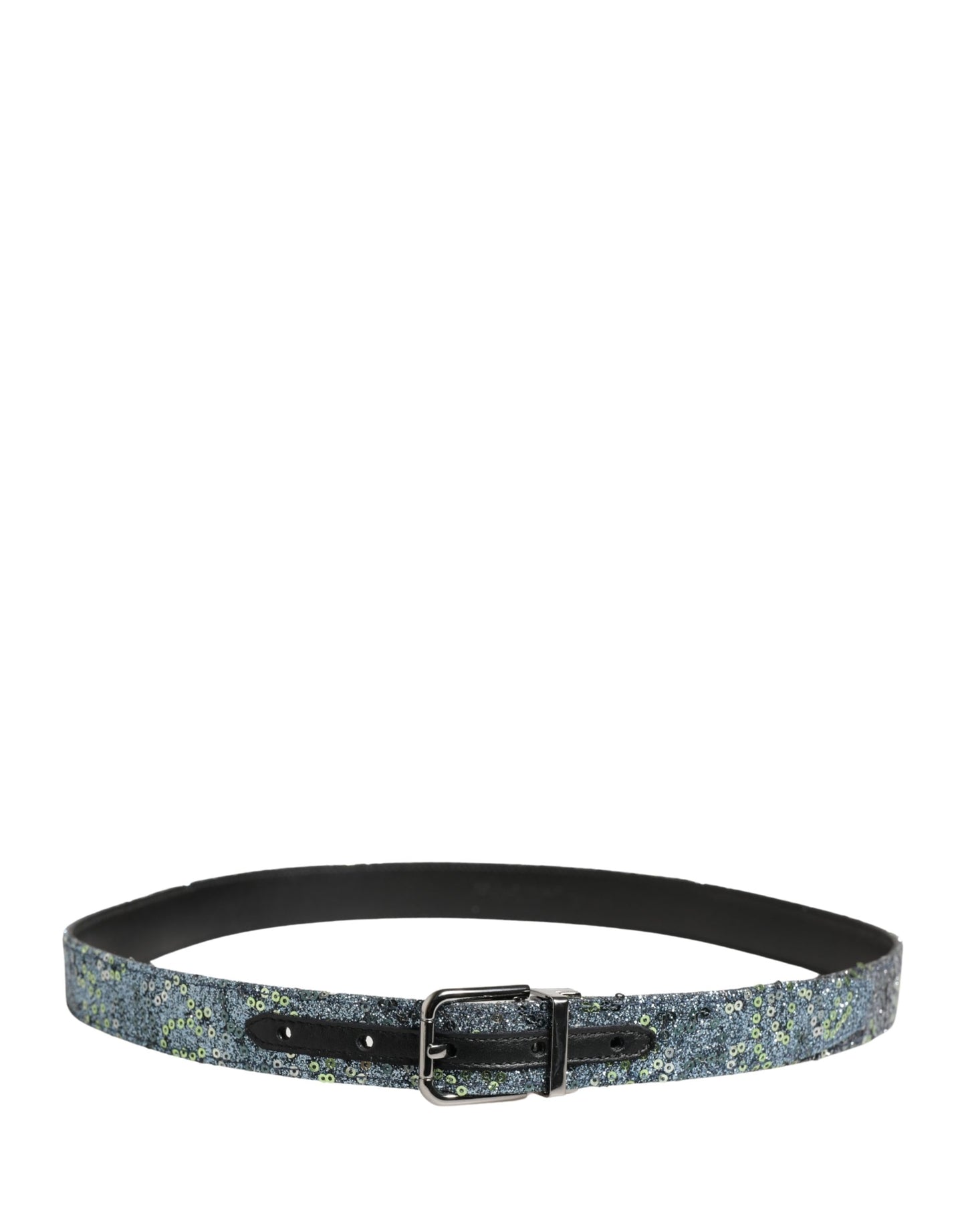 Dolce & Gabbana Men's Multicolour Sequins Silver Metal Buckle Belt