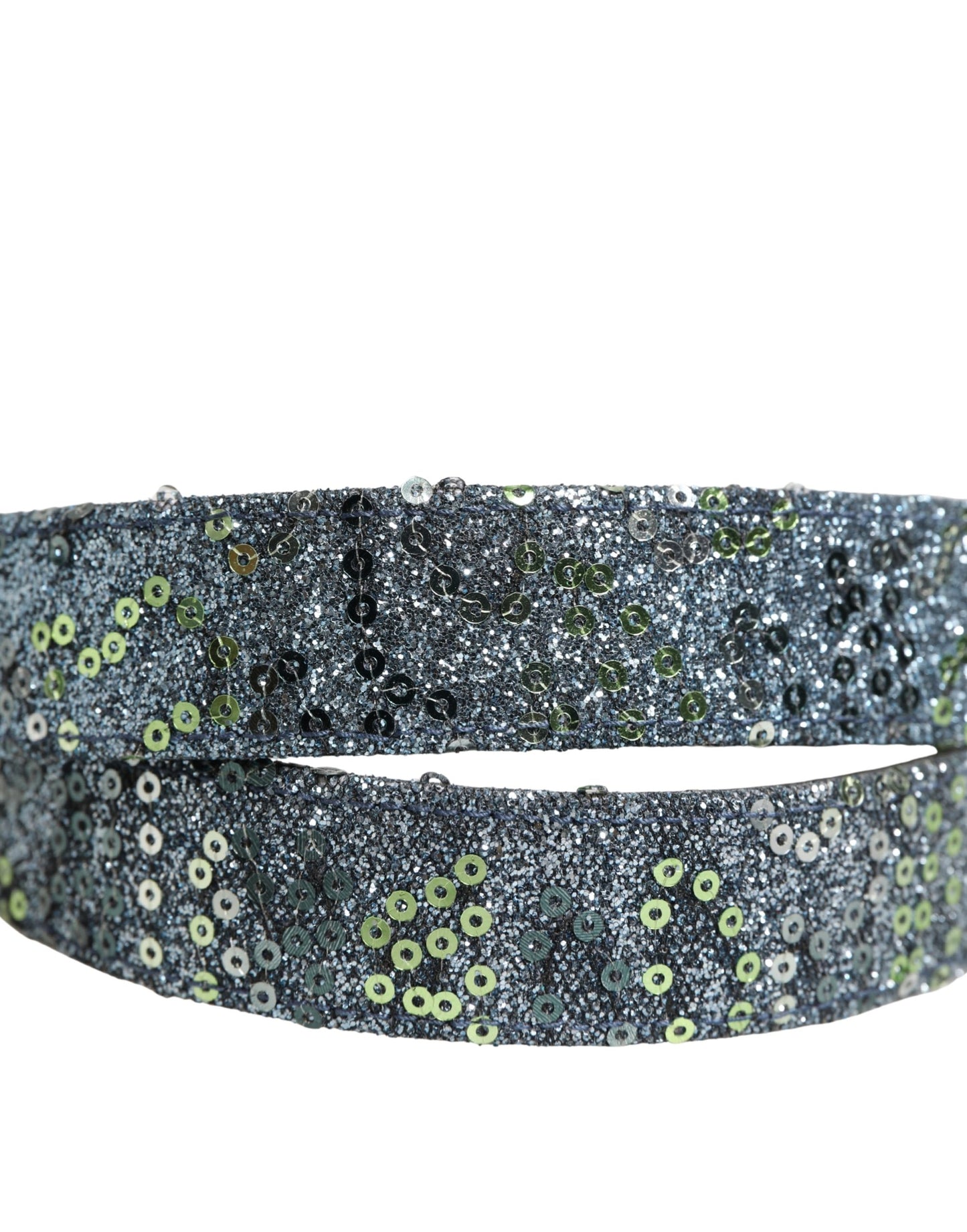 Dolce & Gabbana Men's Multicolour Sequins Silver Metal Buckle Belt