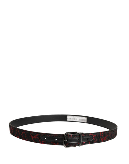 Dolce & Gabbana Black Red Silver Metal Buckle Belt