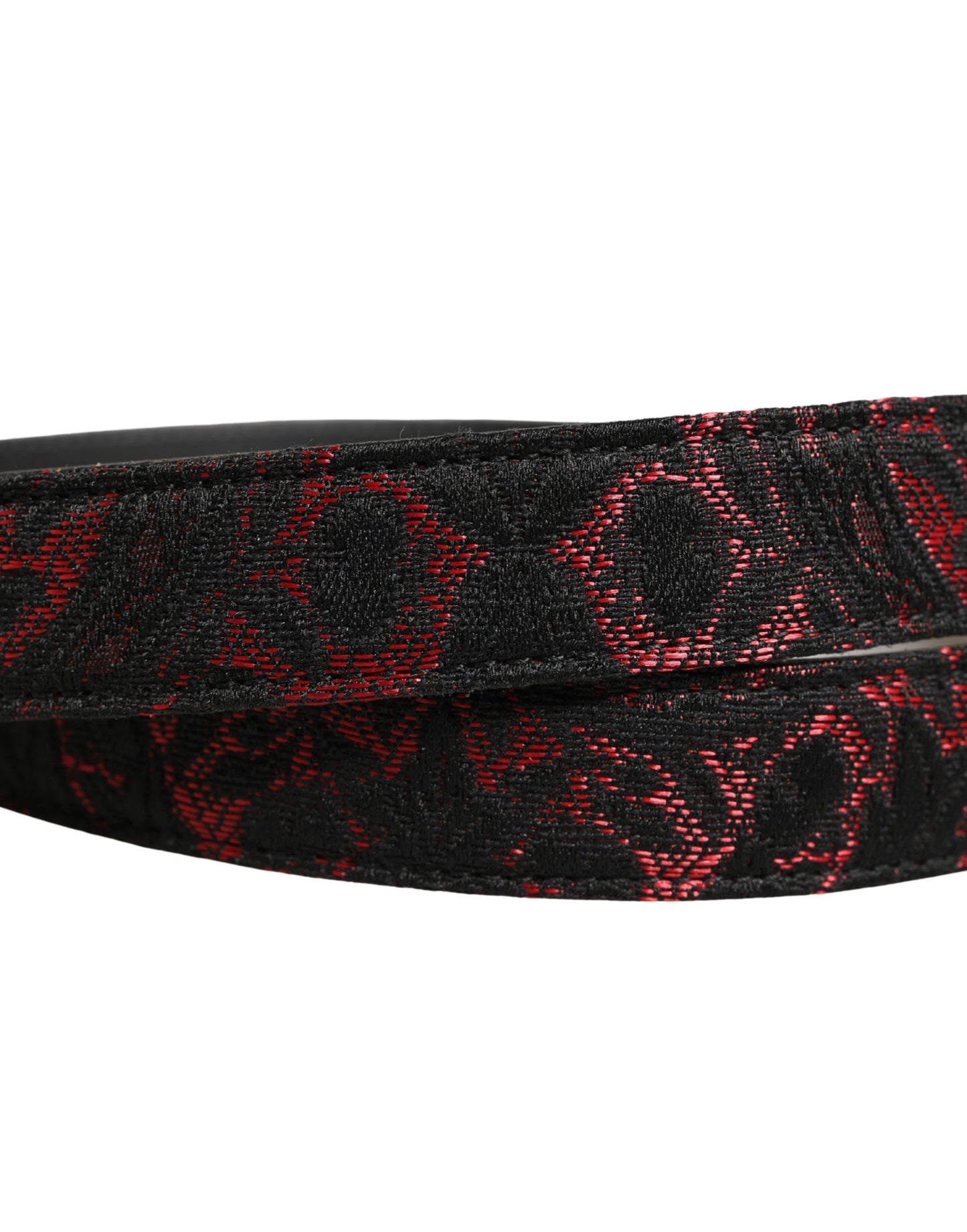 Dolce & Gabbana Black Red Silver Metal Buckle Belt
