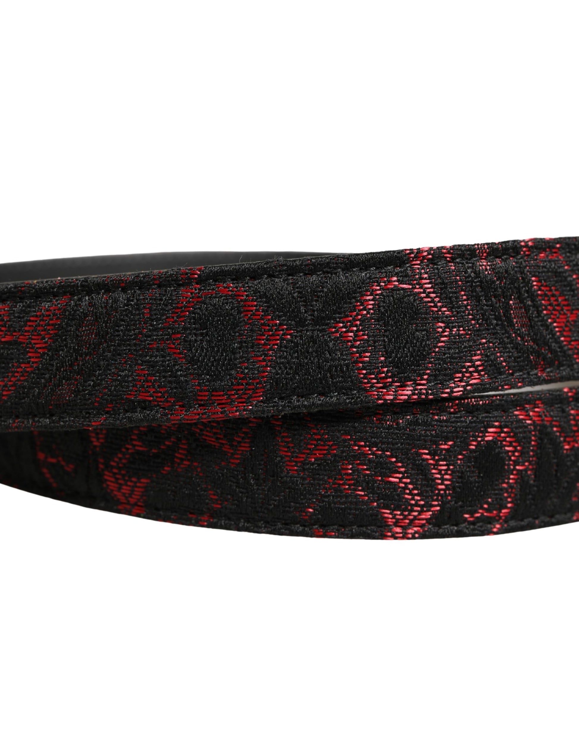 Dolce & Gabbana Black Red Silver Metal Buckle Belt