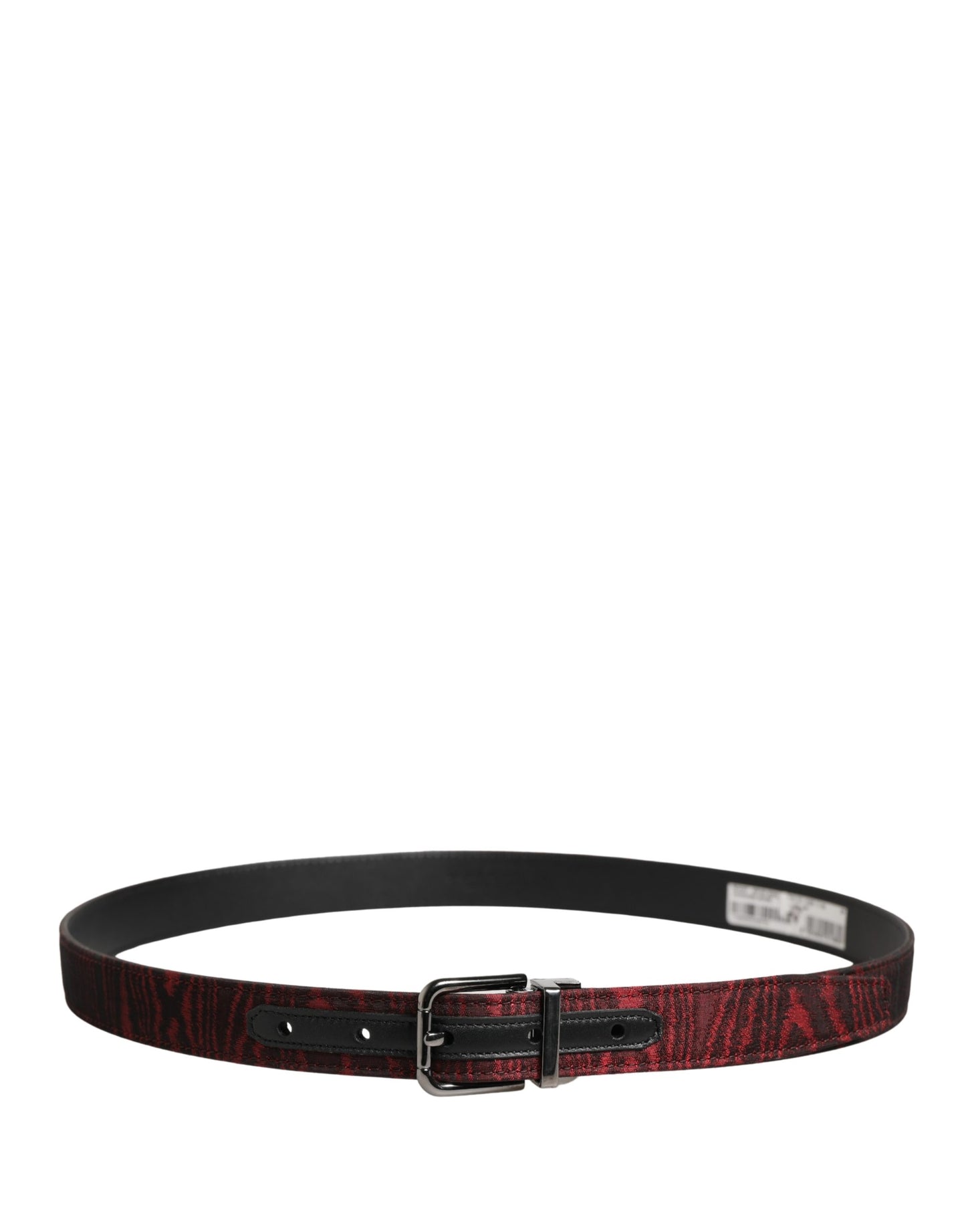 Dolce & Gabbana Men's Red & Black Leopard Jacquard Metal Buckle Belt