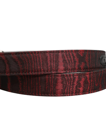 Dolce & Gabbana Men's Red & Black Leopard Jacquard Metal Buckle Belt