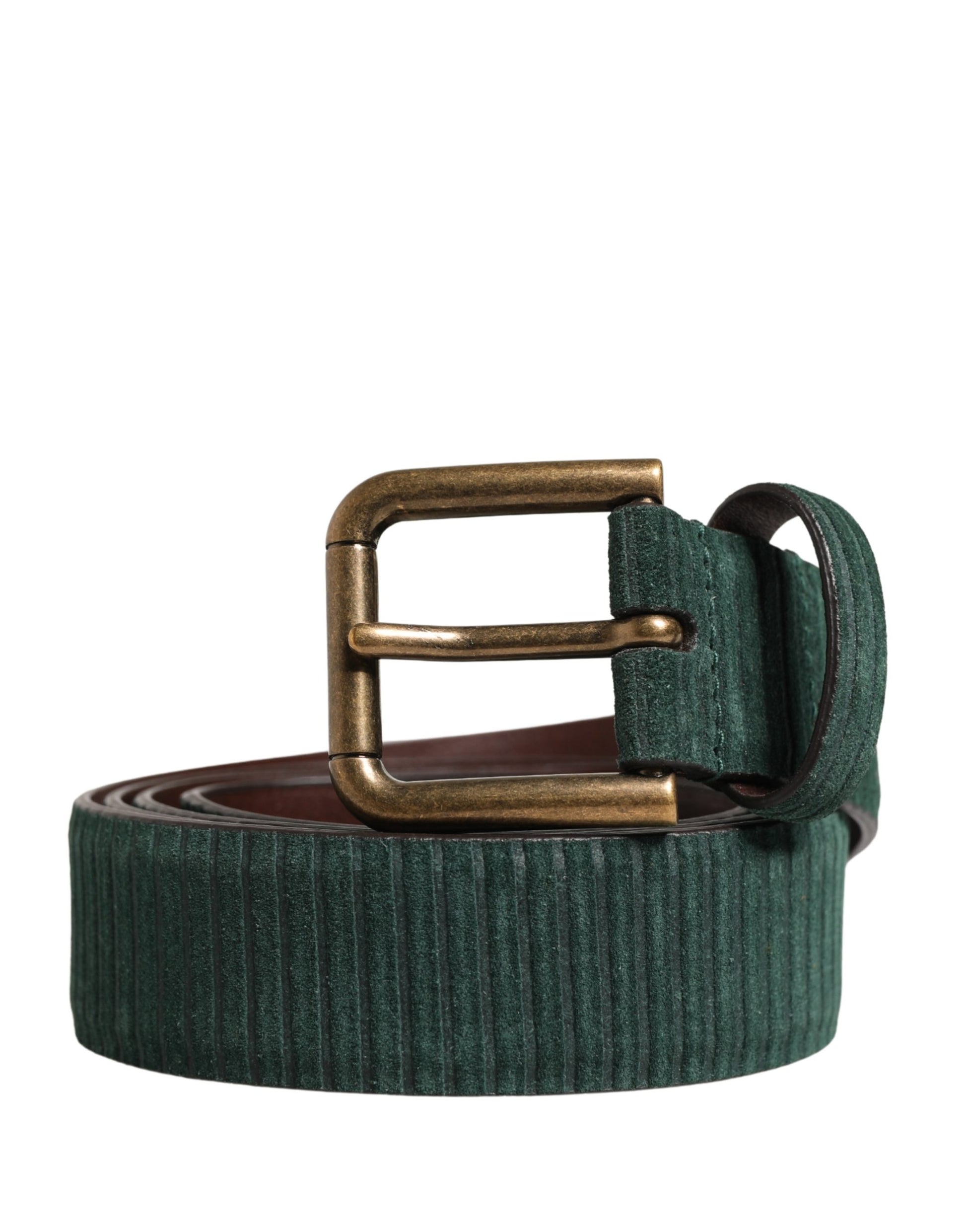 Dolce & Gabbana Men Green Leather Metal Buckle Belt