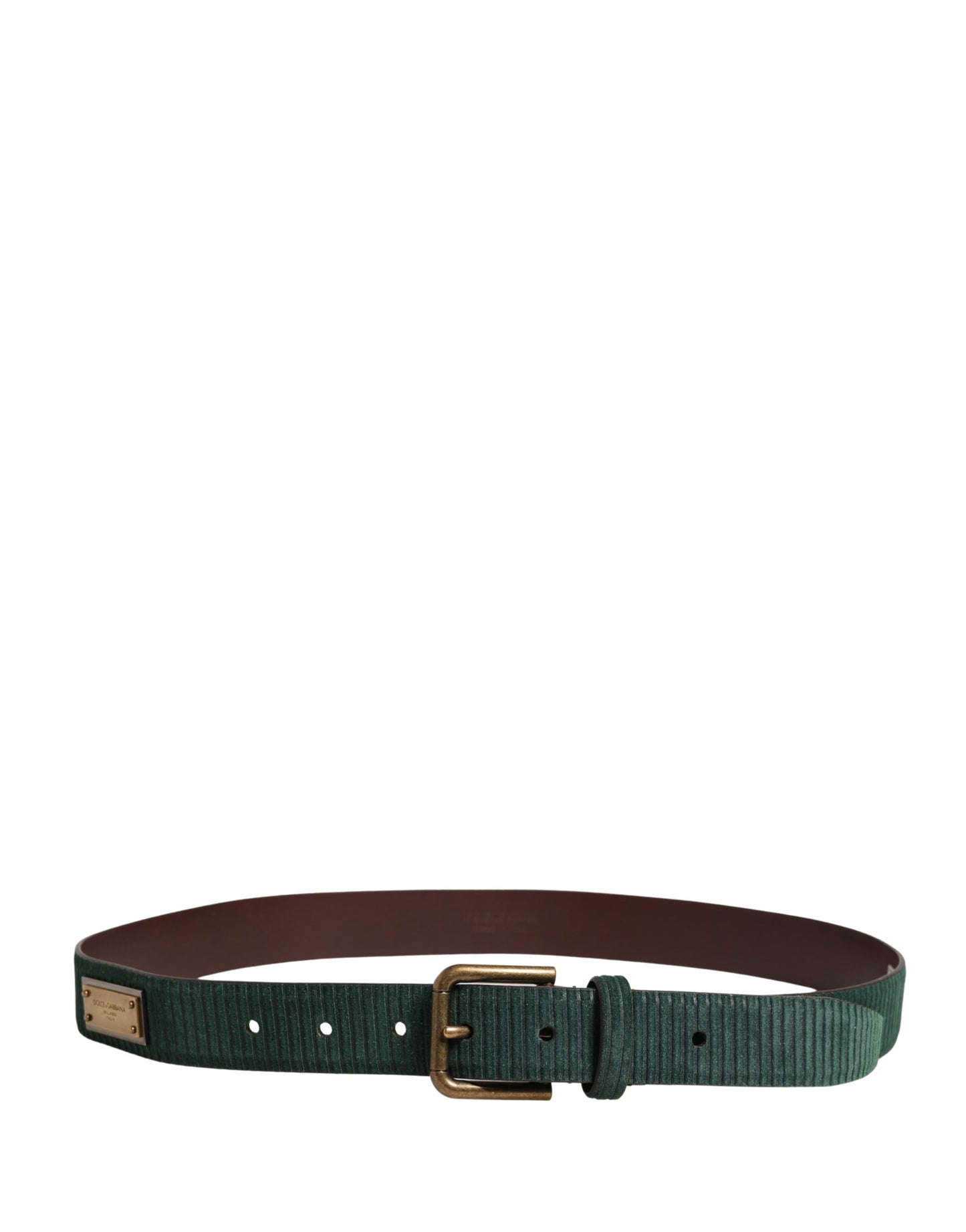 Dolce & Gabbana Men Green Leather Metal Buckle Belt