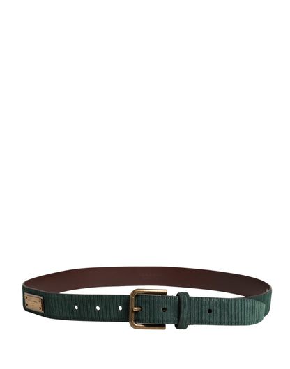 Dolce & Gabbana Men Green Leather Metal Buckle Belt