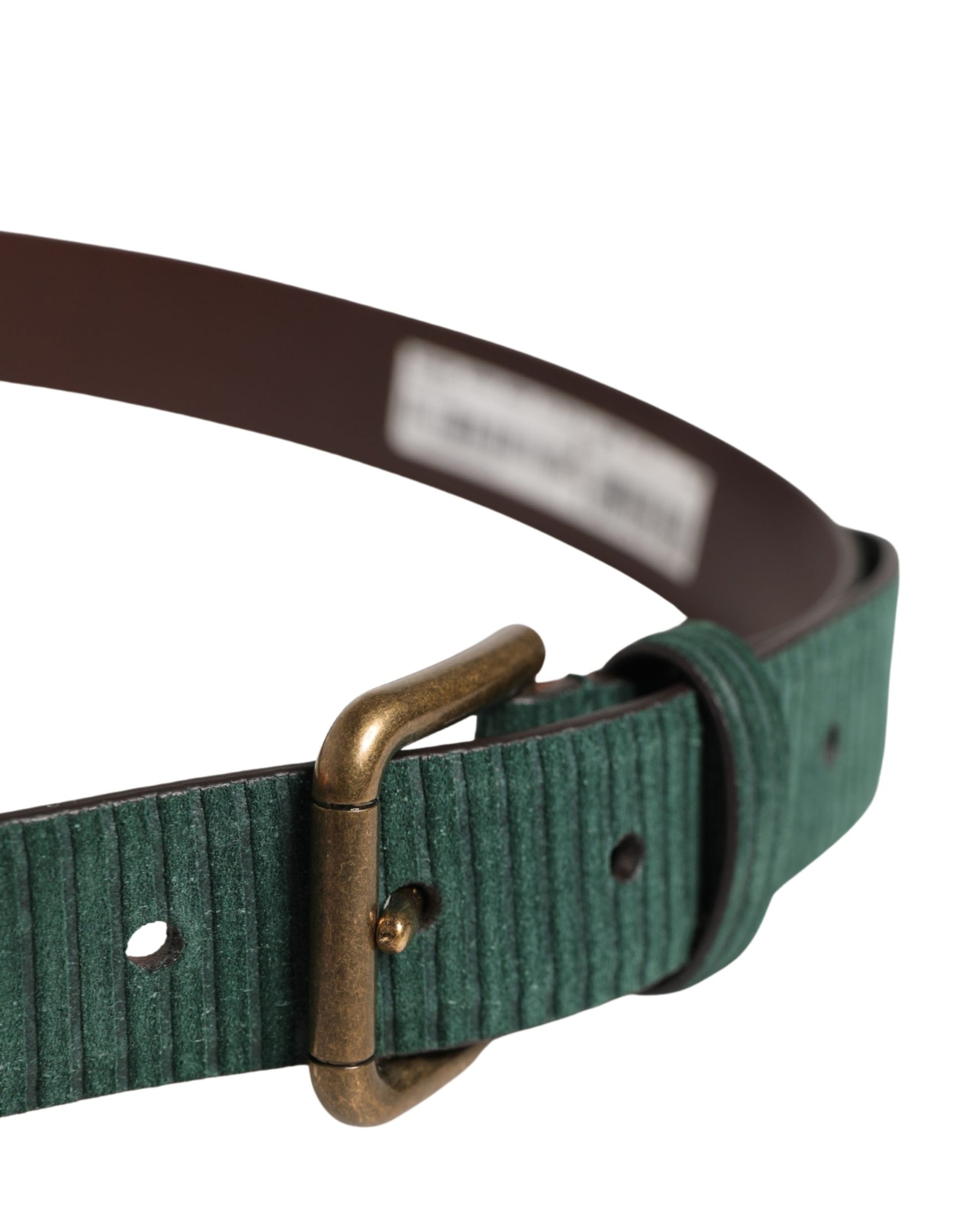 Dolce & Gabbana Men Green Leather Metal Buckle Belt