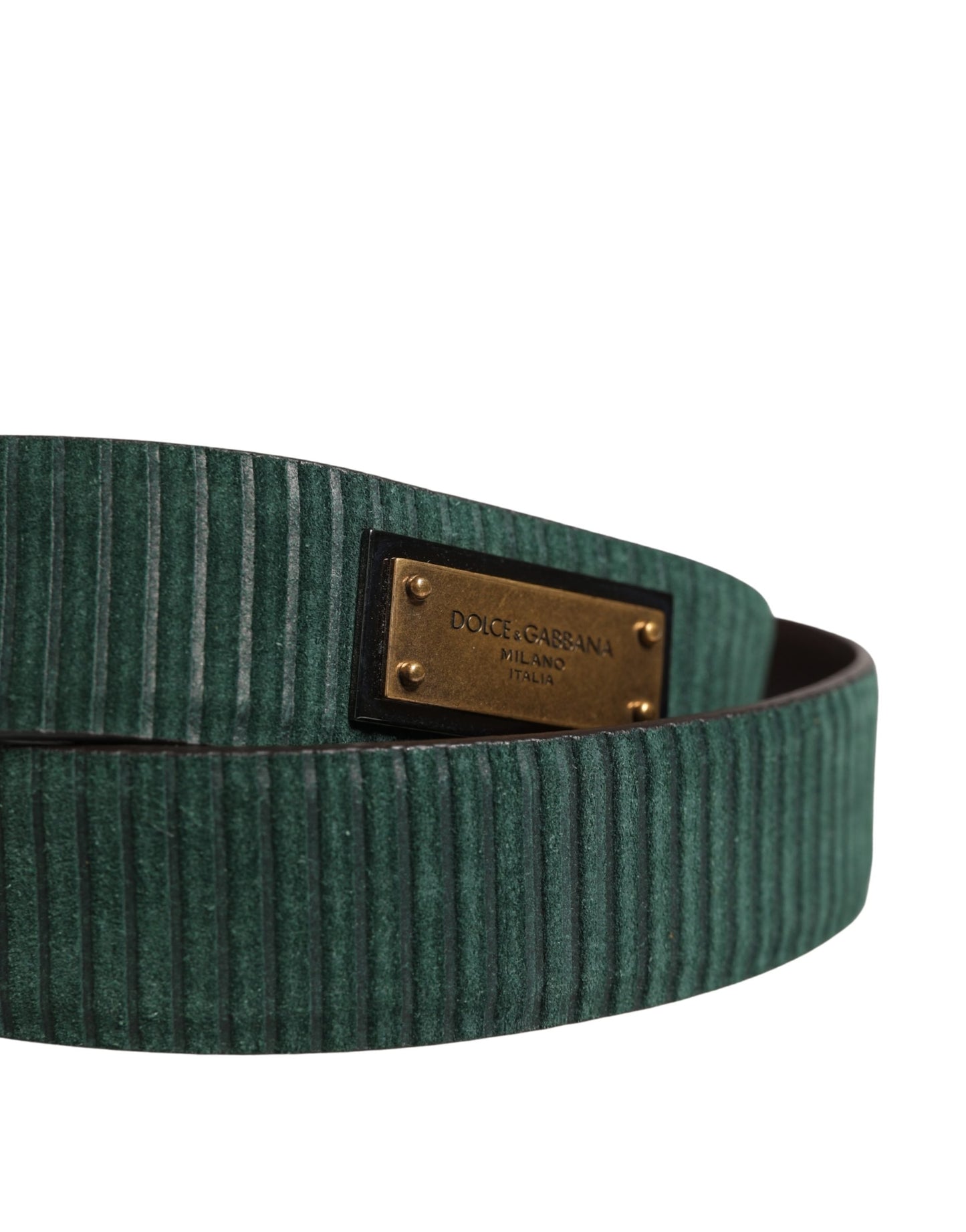 Dolce & Gabbana Men Green Leather Metal Buckle Belt
