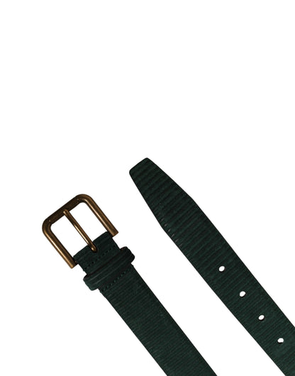 Dolce & Gabbana Men Green Leather Metal Buckle Belt