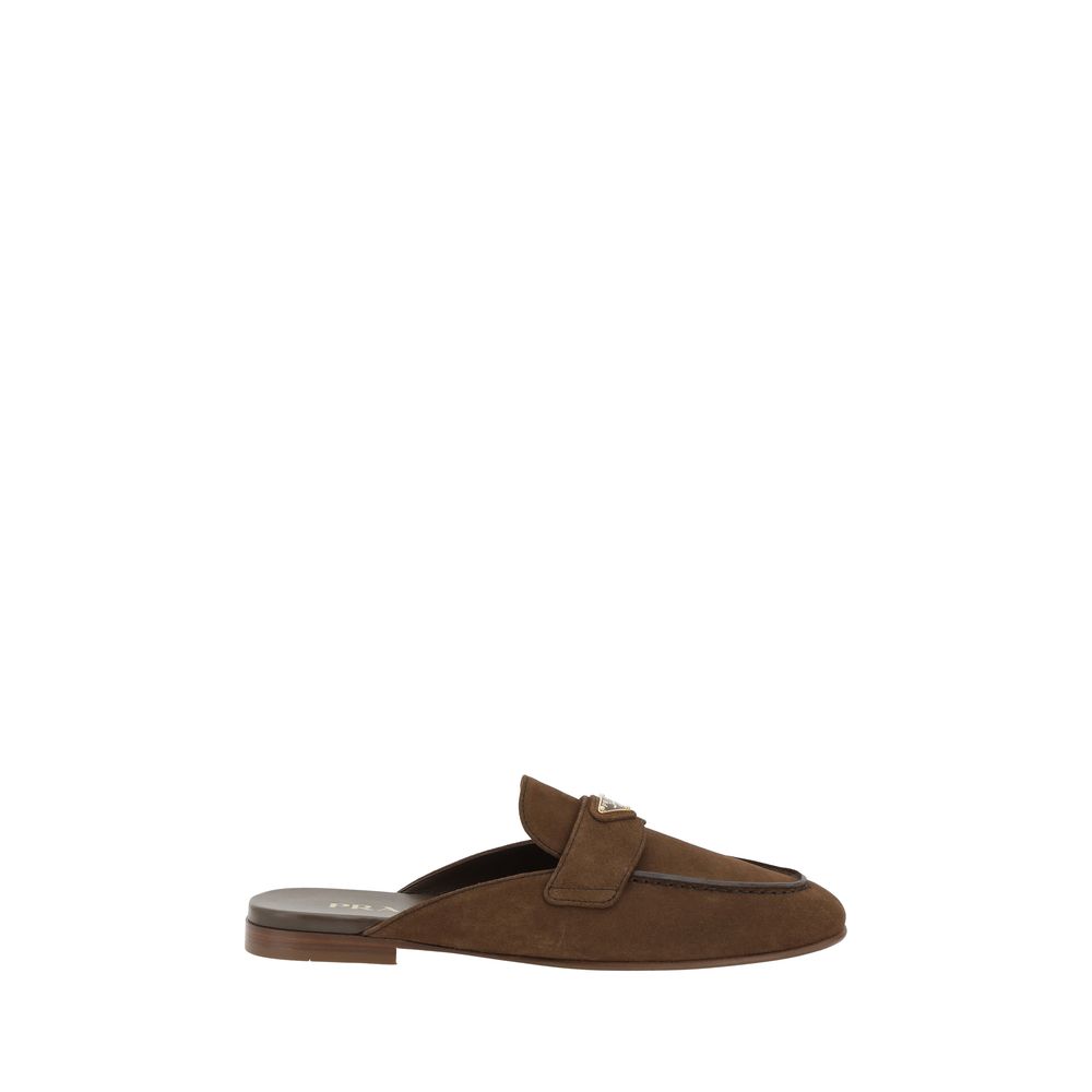 Prada Brown Suede Leather Mule Loafers
