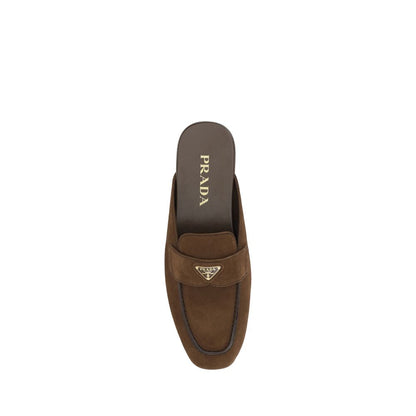 Prada Brown Suede Leather Mule Loafers
