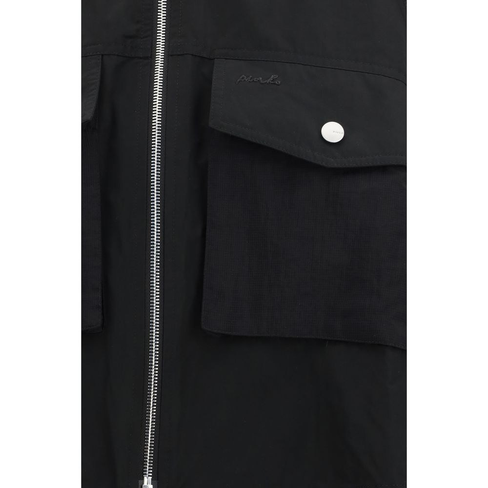 PINKO Black Beth Zip-Up Jacket with Sheer Sleeves