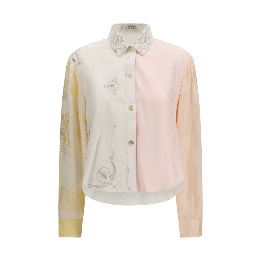 E.L.V. DENIM Emilie Embroidered Multicolor Cotton Shirt