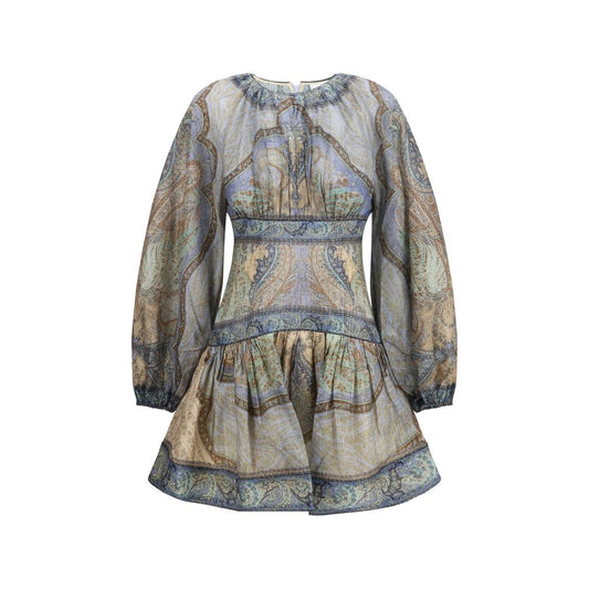 Zimmermann Tapestry Blue Paisley Print Wanderlust Mini Dress