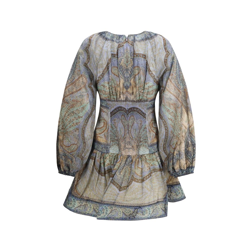 Zimmermann Tapestry Blue Paisley Print Wanderlust Mini Dress