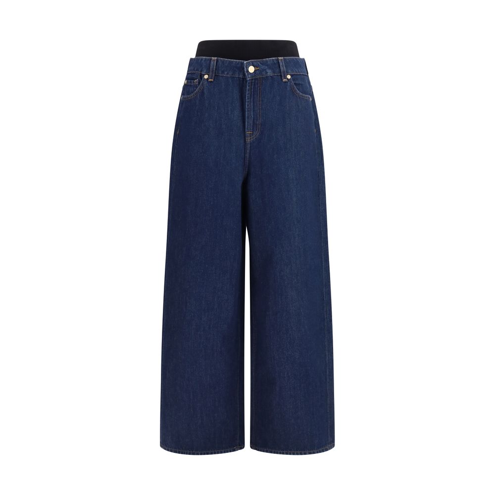 7FOR Blue Cotton Relaxed Fit Jeans
