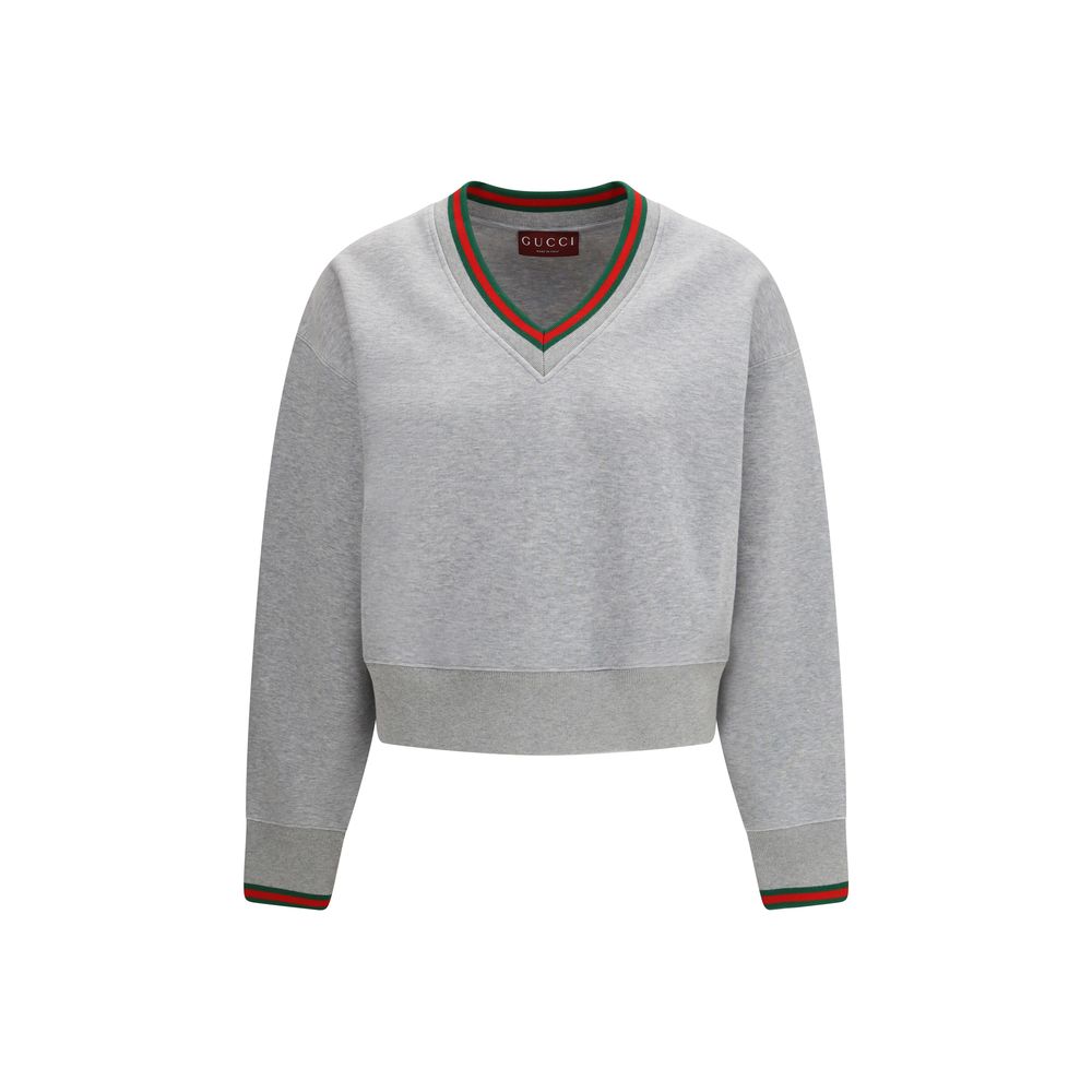 Gucci Gray Melange Cotton Web Sweatshirt