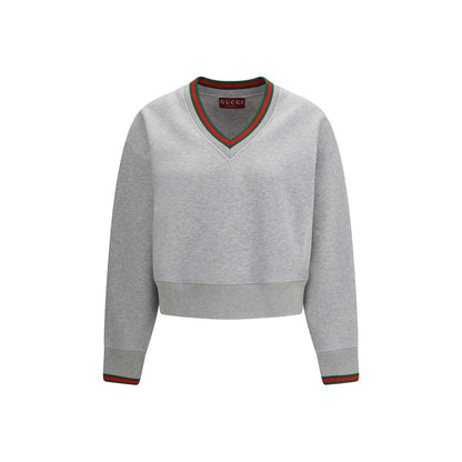 Gucci Gray Melange Cotton Web Sweatshirt
