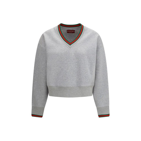 Gucci Gray Melange Cotton Web Sweatshirt