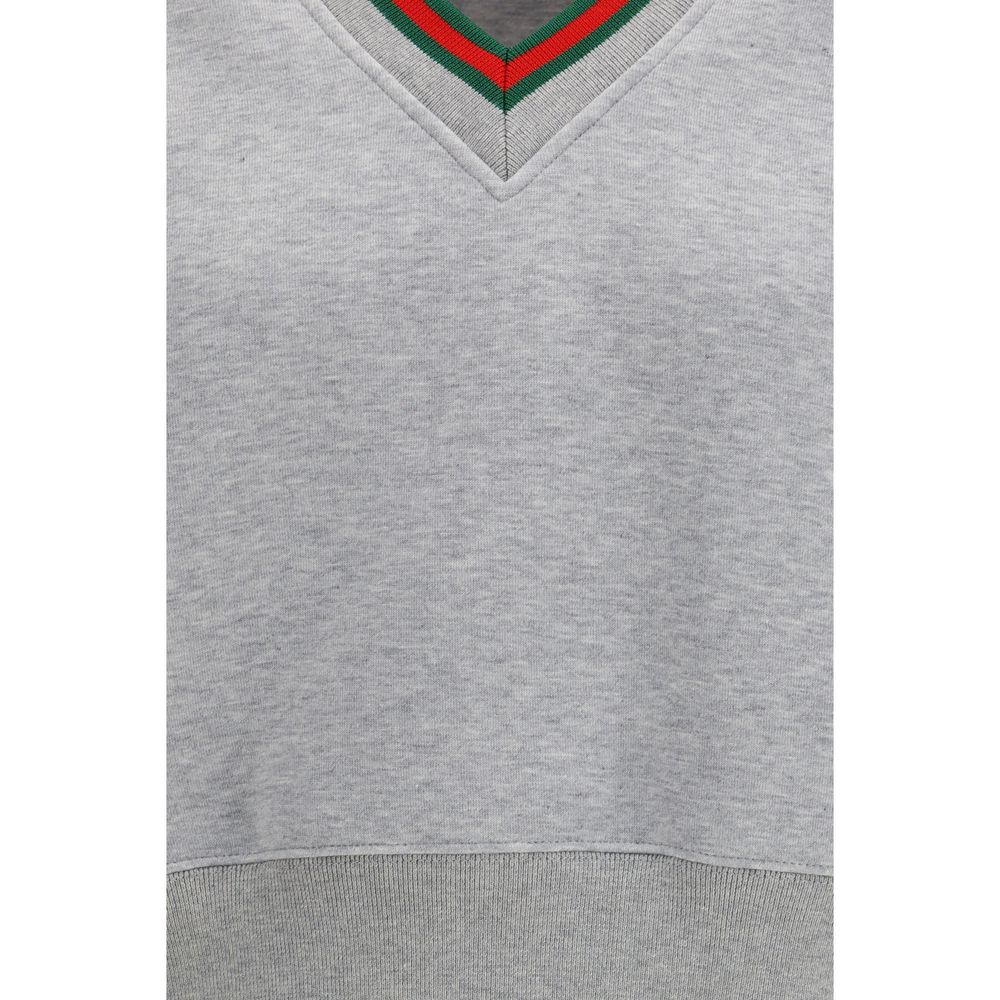 Gucci Gray Melange Cotton Web Sweatshirt