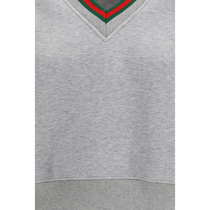Gucci Gray Melange Cotton Web Sweatshirt