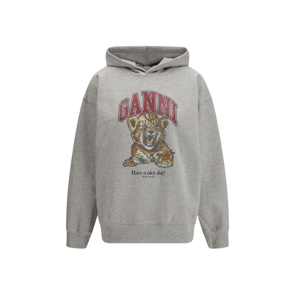 Ganni Gray Cotton Sweatshirt - Tiger Hoodie