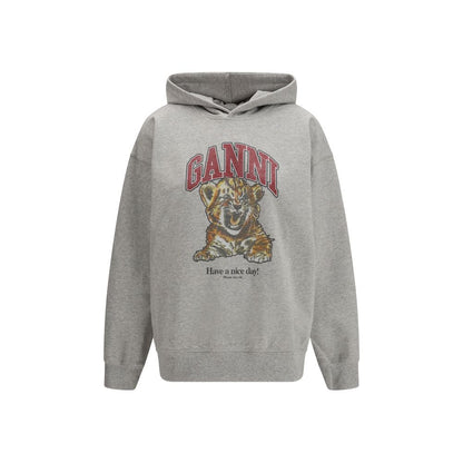 Ganni Gray Cotton Sweatshirt - Tiger Hoodie
