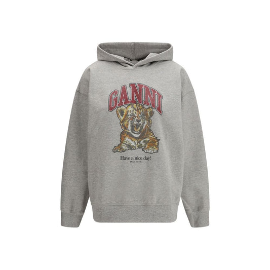 Ganni Gray Cotton Sweatshirt - Tiger Hoodie