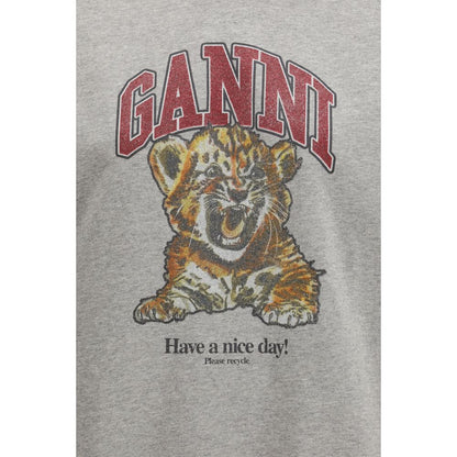 Ganni Gray Cotton Sweatshirt - Tiger Hoodie