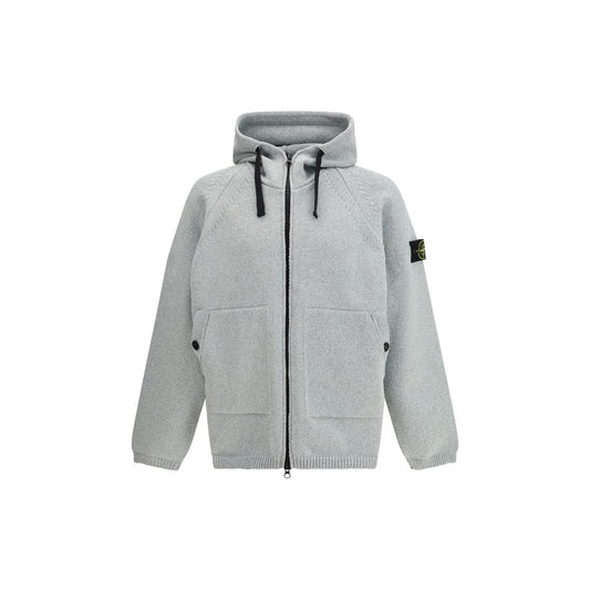 Stone Island Gray Polyester Oversized Hooded Sweatshirt